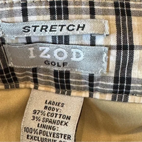 IZOD GOLF Skort Skirt Shorts Cream, Beige & Black Plaid Womens Size 16 - Picture 6 of 13